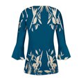 thumbnail image 5 of CEHVOM Women's Casual Trumpet 3/4 Sleeve Printed Buttoned Basic Ruched Tops Pleated T-shirts Blouses Clearance, 5 of 5