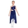 thumbnail image 1 of Moggemol Robe de Danse Ballet Lyrique pour Filles, une Épaule Sans Manches, Découpe Haute Basse, Robe en Maille Fluide, Bleu Marine 8, 1 of 7