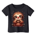 thumbnail image 4 of T-shirts Filles Enfants Imprimé Animaux Mignons Sports Décontractés Col Rond Manches Courtes Hauts Filles Noir 6-7 Ans, 4 of 4