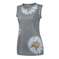 thumbnail image 4 of Leutsin Hauts d'Été pour Femmes Col Rond Imprimé Marguerites Débardeur Sans Manches T-Shirts Blouse Graphique, 4 of 6