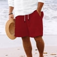 thumbnail image 2 of Plebaso Mens Shorts Summer Beach Shorts with Drawstring Solid Color Lightweight Vacation Pocket Shorts, 2 of 6