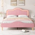 thumbnail image 2 of GloryStar LED Princess Bed Frame, Velvet Upholstered Kids/Girls Platform Bed with Adjustable Lighted Headboard & Footboard, Wooden Slats, No Box Spring Required, 2 of 9