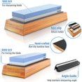 thumbnail image 2 of Premium Whetstone Knife Sharpening Stone 2 Side Grit 1000/6000 Best Whetstone Sharpener NonSlip Bamboo Base & Angle Guide, 2 of 5