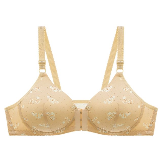 Women‘s Front Side Buckle Lace Edge Without Steel Ring Movement Seamless Gathering Adjustment Yoga Sleep Large Bra