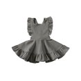 thumbnail image 1 of Kmbangi Girls Solid Color Suspender Skirt Sleeveless Square Collar Large Hem High Waist Dress with Ruffles, 1 of 7