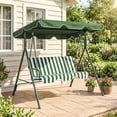 thumbnail image 2 of Outsunny Balançoire de Patio à 3 Places avec Auvent Réglable Vert et Blanc, 2 of 10