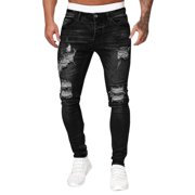 Ketyyh-chn99 Mens Jeans Regular Fit Y2k Jeans Men's Casual Pants Linen Loose Pant Lightweight Athletic Trouser Black,3XL