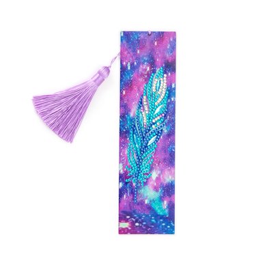Marque-Pages Plumes Diamants pour Adultes 5D DIY Marque-Pages avec Pompon Ensemble d'Artisanat Cadeau