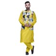thumbnail image 1 of Atasi Kurta Churidar Uni pour Homme à Col Mandarin, Pyjama et Ensemble de Veste Nehru Imprimée, 1 of 1