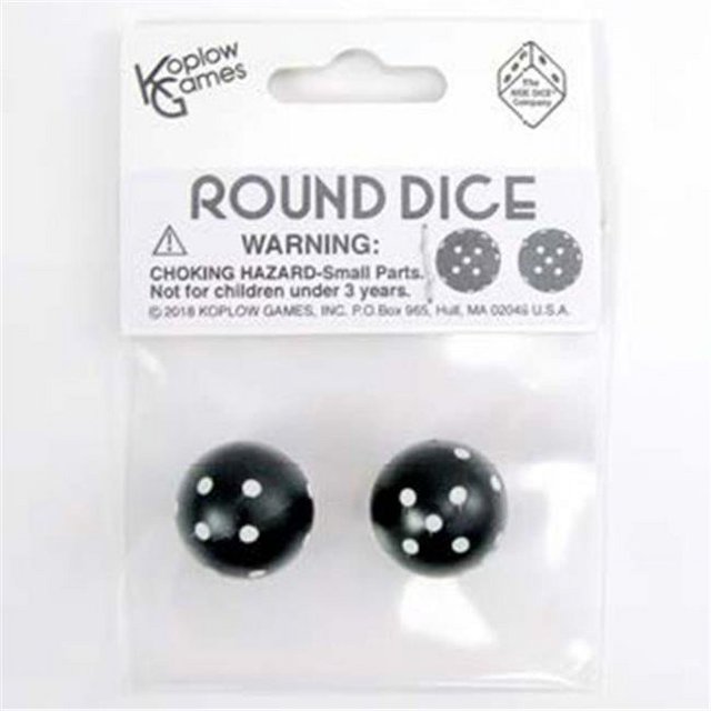 Koplow KPL19367 Dés Ronds - Noir et Blanc&44; 2 par Pack