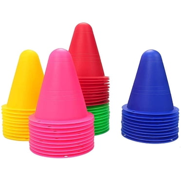 50 Pcs Cônes Marqueurs Colorés, [8 cm] Grands Cônes d'Entraînement Incassables Cônes de Circulation pour Enfants, Football, Sport, Sports Équestres et Dressage de Chiens - 5 Couleurs