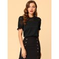 thumbnail image 2 of INSPIRE CHIC Women's Round Neck Lace Keyhole Back Puff Short Sleeve Tops Black M, 2 of 6