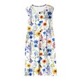thumbnail image 4 of Ovzne Robes pour Femmes Robe de Plage Robe pour Femme Couleur Unie Ample Décontractée à la Mode Imprimée à Manches Col en V Mi-Mollet Robe à Manches Col en V Robe pour Femmes Liquidation, 4 of 7