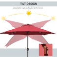thumbnail image 3 of 9ft Solar Patio Umbrella with LED Lights - Wine Red Outdoor Sunshade Canopy for Garden, Backyard, Poolside Shade & Evening Ambiance - Steel Frame & Polyester Fabric, 3 of 7