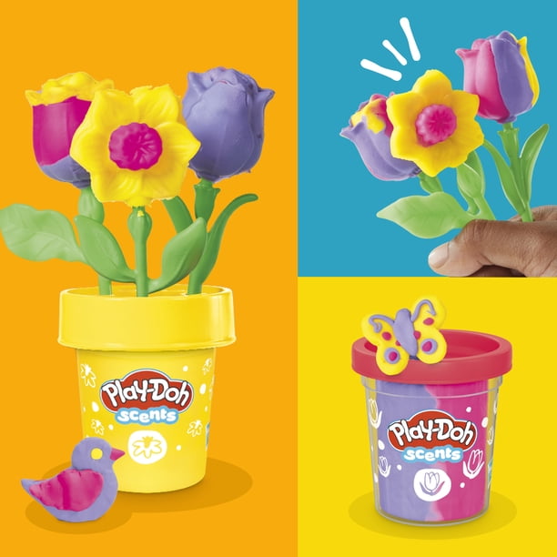 Play-Doh Kit d'art et d'artisanat pour enfants, cadeau pour filles et garçons, 3 tulipes et jonquilles, kit d'art et d'artisanat pour enfants, cadeaux pour filles et garçons de 3 ans et plus