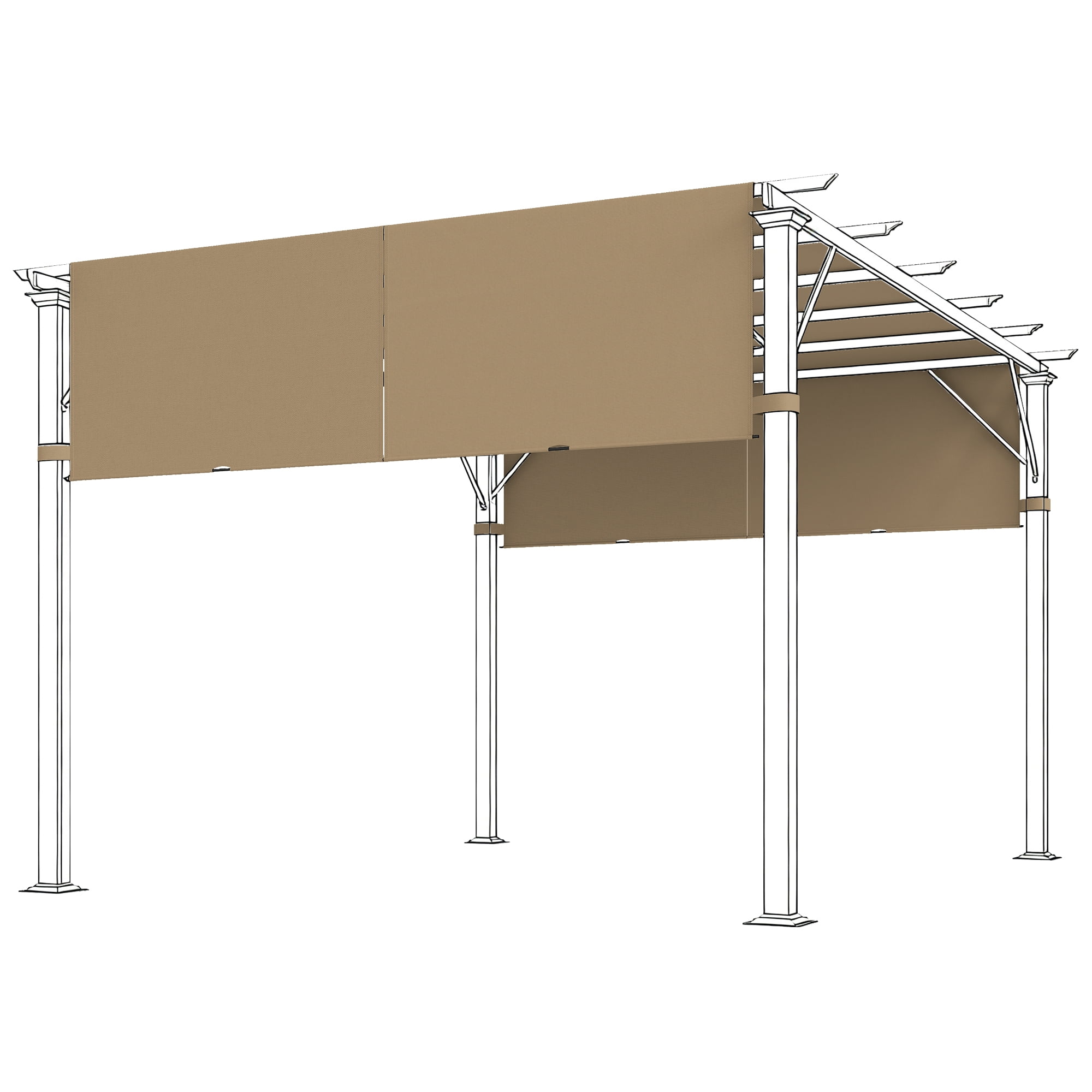 Outsunny 2 Pcs Auvent de Pergola 16 x 4 Pi, Protection UV pour Pergola, Sable
