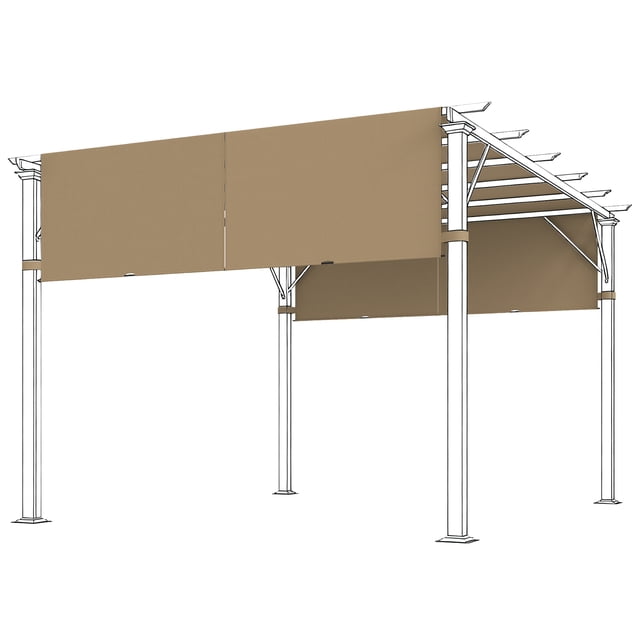 Outsunny 2 Pcs Auvent de Pergola 16 x 4 Pi, Protection UV pour Pergola, Sable