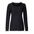 thumbnail image 3 of Timegard Hauts à Oeillets pour Femmes Col Rond Manches Longues Bouffantes T-Shirts Transparents Chic Décontracté Hauts Amples, 3 of 5