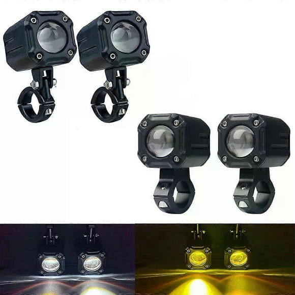 60W LED Motorcycle Spotlight Auxiliary Headlight LED Fog Light Mini Projector White 6000K Yellow 3000K Driving Lamp Hi/Lo Beam