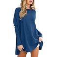 thumbnail image 4 of WEIYLL Womens T Shirts Oversized Tunic With Leggings Long Sleeve Fall Sweaters Blue Tee Sizes L, 4 of 6