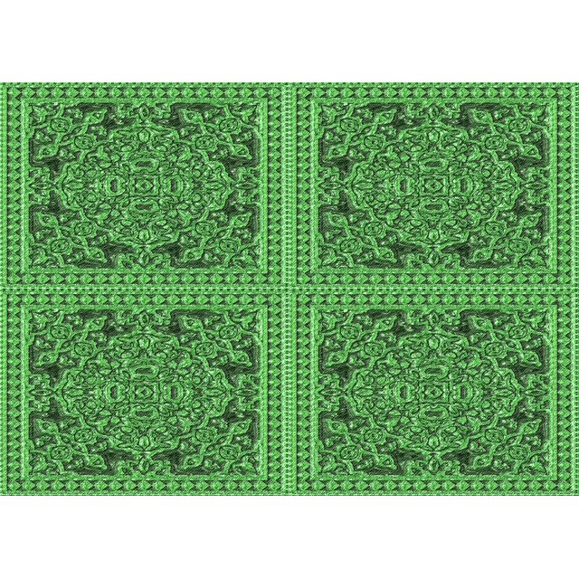 Ahgly Tapis Rectangulaire Lavable en Machine Intérieur Transitionnel Vert Néon, 5 Pieds x 8 Pieds
