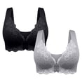 thumbnail image 1 of Timegard Lace Bras for Women 2pc Plus Size Front Closure Full Support Back Smoothing Comfy Daily Bras, 1 of 6