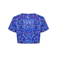 thumbnail image 2 of Haitryli T-Shirt Court à Manches Courtes pour Filles, Imprimé Coloré, Métallique Brillant, Col Rond, Costume pour Danse et Spectacle, Bleu 140, 2 of 7