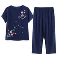 thumbnail image 2 of TIMIFIS Ensembles de Pyjamas pour Femmes 2 Pcs Pyjamas Grande Taille Coton et Lin Haut à Manches Courtes Col Rond Vêtements de Nuit Pyjamas Confortables et Respirants - Printemps/été, 2 of 7