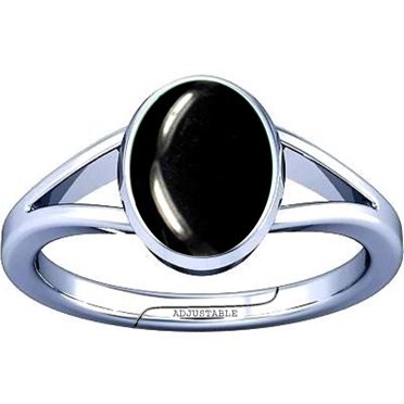 Divya Shakti Bague Ajustable en Argent avec Pierre Précieuse Kala hakik en agate Noire de 9,25-9,50 Carats pour Hommes et Femmes