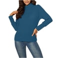 thumbnail image 1 of Lenpel Women's Turtleneck Sweaters Lightweight Long Sleeve Slim Ribbed Knit Pullover Tops Fall Fashion Outfits(Blue,X-Large), 1 of 5
