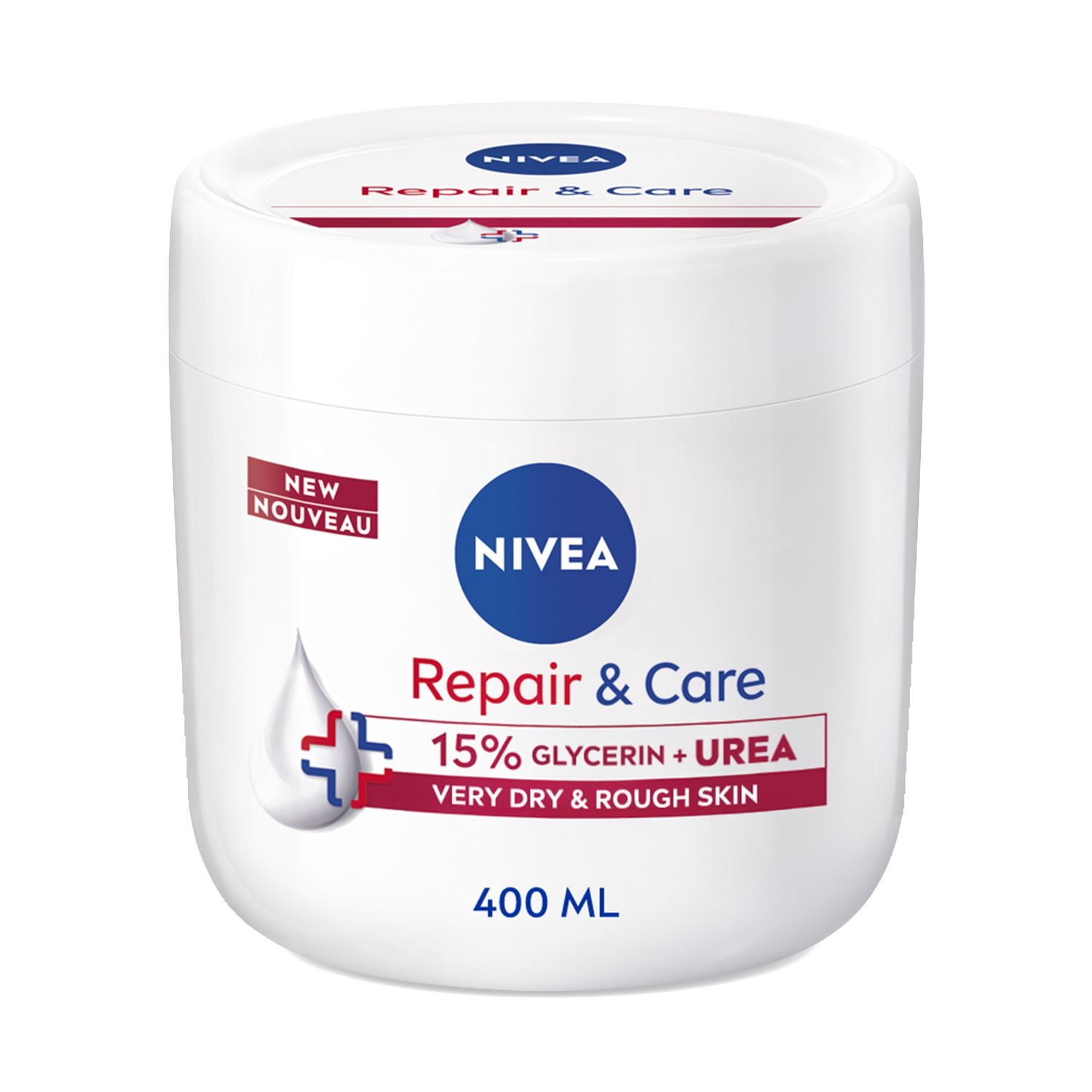 NIVEA Repair and Care Cream, 15% Glycerin + Urea Body Moisturizers, Very Dry Skin, 400mL Jar