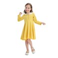 thumbnail image 4 of B91xZ Robe Fille Manches Volantées Ligne A Chandail Robe d'Été Décontractée Midi, Jaune 2-3 Ans, 4 of 5