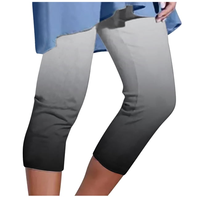 Yuyuzo Womens Plus Size Capris High Waisted Straight Leg Solid Color Bottom Capri Pants for Women 3/4 Slacks