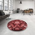 thumbnail image 4 of Ahgly Company Tapis Rond Lavable en Machine Intérieur Transitionnel Rouge Bordeaux, 4 Pieds Rond, 4 of 7