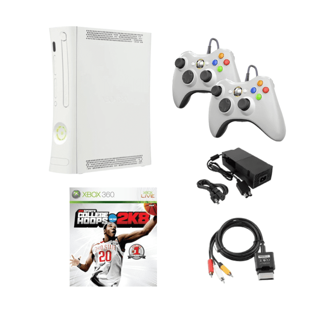 Microsoft Xbox 360 original Console Sports Bundle - Includes College Hoops 2K8 Game, 2 Wireless Controllers, and HDMI Cable (Refurbished)