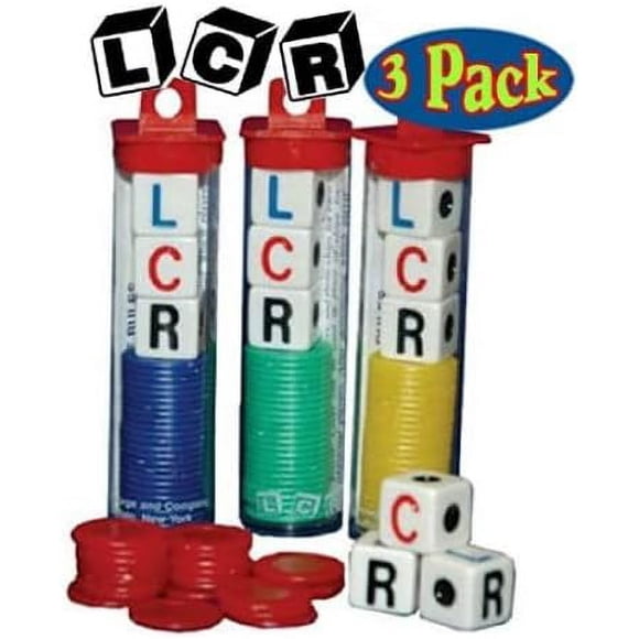 HSHDLDF Ensemble de Jeu de dés LCR (Centre Gauche Droit) - Lot de 3 Couleurs Assorties