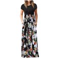 thumbnail image 1 of Fridja Robe Décontractée à Manches Courtes Imprimé Floral Col Rond pour Femmes Jupe Longue, 1 of 7