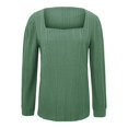 thumbnail image 4 of Meichang Puff Long Sleeve Shirts for Women Plus Size Square Neck Ribbed Knit Tops Solid Loose Fit Side Slit Hem Blouses Spring Trendy Women Tunic Tops, 4 of 5