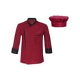 thumbnail image 1 of Aislor Unisex Chef Coat Men's Long Sleeve Chef Jacket with Chef Hat Restaurant Kitchen Cooking Chef Top Uniform Burgundy 3XL, 1 of 7
