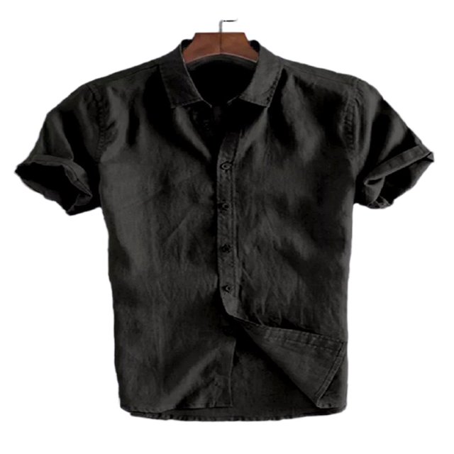 CHUANK Hommes Lin Manches Courtes Chemises d'Été Décontracté Robe en Vrac Soft Tops Tee M-3XL