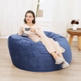 thumbnail image 4 of 4ft Bean Bag Chair,Giant Velvet Cover Bean Bag for Adults, Teens, Foam Filled Bean Bag Chairs, Big Beanbag Chair Round Soft Lazy Bean Bag Sofa for Living Room ﻿ ﻿ ﻿, 4 of 7