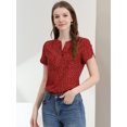thumbnail image 3 of INSPIRE CHIC Blouse à Pois pour Femme Col en V Manches Courtes Haut de Bureau L Rouge-1, 3 of 6
