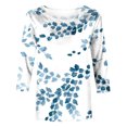 thumbnail image 4 of HKEJIAOI Blouse pour Femmes Manches 3/4 Imprimé Floral Col Rond TG Hauts d'Été, 4 of 5