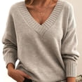thumbnail image 2 of Timegard Hauts pour Femmes Col en V Profond Manches Longues Ample Confortable Chandail à Enfiler Automne Hiver Décontracté Hauts Chandail, 2 of 3