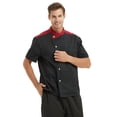 thumbnail image 3 of TopTie Unisex Short Sleeve Cooking Chef Coat Jacket with Adjustable Hat-Black Snap-M, 3 of 5