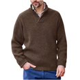 thumbnail image 1 of Rbaofujie Chandail pour Hommes Mode pour Hommes Col en V Chaud Extérieur Manches Longues Chandail Tricoté Haut Col en V Chandail Brun Chandails de Course pour Hommes, 1 of 5