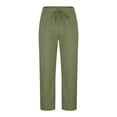 thumbnail image 3 of Army Lime Green Mens Beach Lounge Stretchy Pants for Man Faux Linen Loose Fit Hawaiian Ruched Flare Bell Bottom Tropical Straight Leg Basic Long Bootcut Leg Fall Summer 2025 3XL, 3 of 4