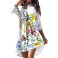 thumbnail image 2 of Cache-maillots pour Femmes Aguichant Cache-Maillot d'Été Décontracté pour Femmes Col Rabattu Manches Longues Blouse Imprimée à Boutons avec Poche Robes Chemise Cache-Maillots de Piscine pour Femmes en Liquidation, 2 of 7