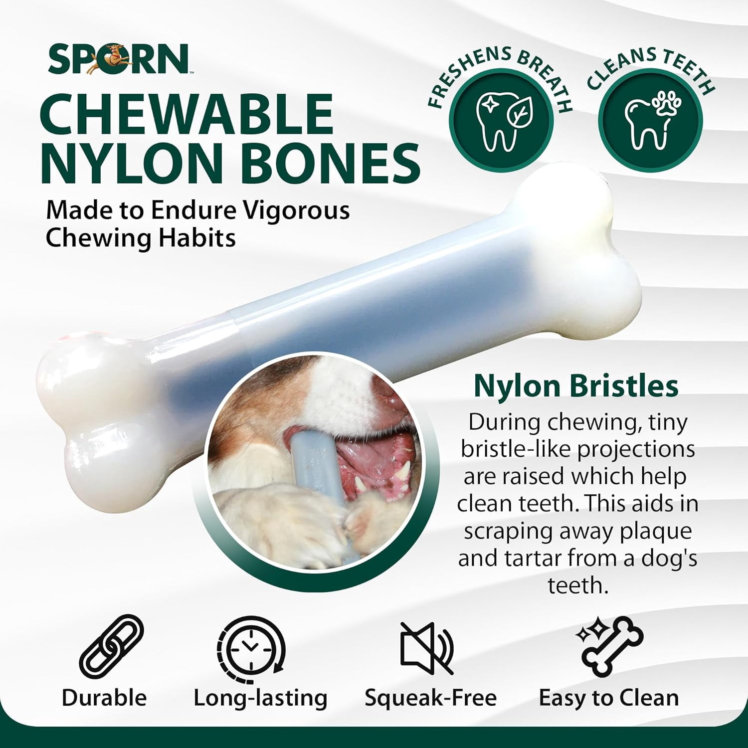 Os À Mâcher Durables Pour Chiens Sporn Pour Mâcheurs Agressifs, Jouets À Mâcher Au Goût De Viande Séchée Pour Grands Chiens, Fabriqués En Nylon Résistant, Sans Gluten Et Non Toxique, Grand
