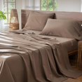 thumbnail image 2 of Bedding Sheet Set Washed Cotton Linen Like Textu Breathable Durable Soft Comfy (Dark Orange Queen), 2 of 6